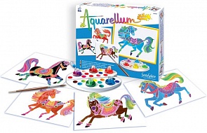 Акварельная раскраска – Лошади, с красками (SentoSpherE, 691k)